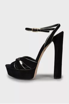 Suede sandals with gold hardware
