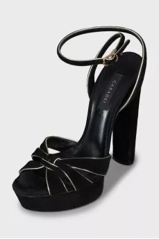 Suede sandals with gold hardware