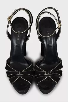 Suede sandals with gold hardware