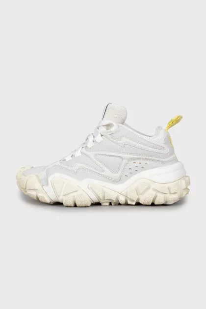 White sneakers with a textured sole