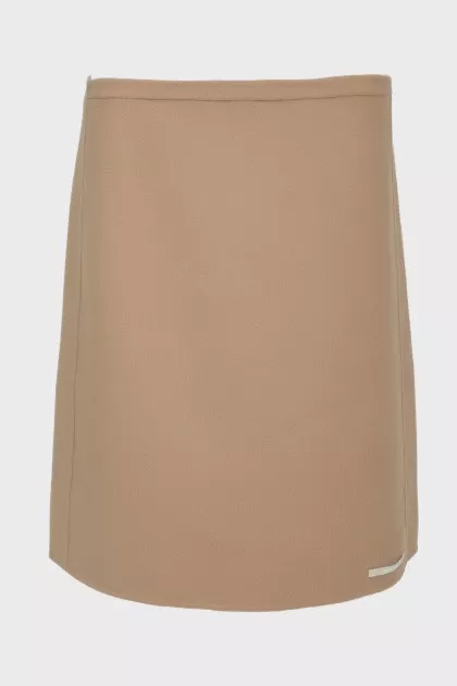 Beige wool mini skirt