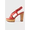 Red leather sandals