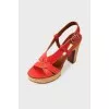 Red leather sandals