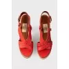 Red leather sandals