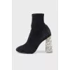 Ankle boots with embellished heel