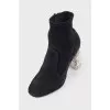 Ankle boots with embellished heel