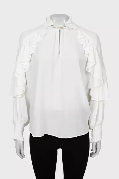 Loose fit blouse with frills