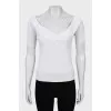 Ribbed T-shirt with a deep neckline