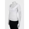 Ribbed T-shirt with a deep neckline