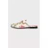 Leather mules with floral print