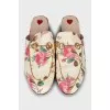 Leather mules with floral print