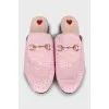 Leather mules decorated with lace