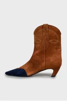 Two-tone suede ankle boots