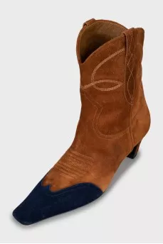 Two-tone suede ankle boots