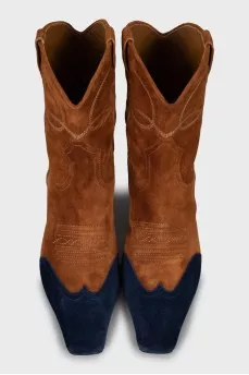Two-tone suede ankle boots
