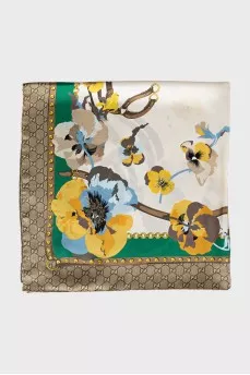Silk scarf in a combined print