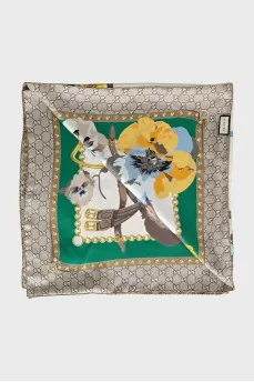 Silk scarf in a combined print