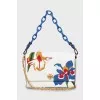 Leather crossbody bag with floral decor