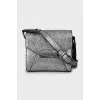 Leather crossbody bag with print
