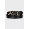Leather belt with gold logo