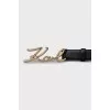 Leather belt with gold logo