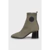 Textile ankle boots with branded patch