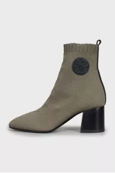 Textile ankle boots with branded patch