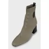 Textile ankle boots with branded patch