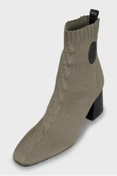 Textile ankle boots with branded patch