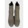 Textile ankle boots with branded patch