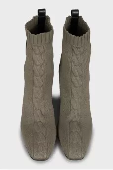 Textile ankle boots with branded patch