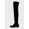 Black suede over the knee boots with zip