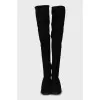 Black suede over the knee boots with zip