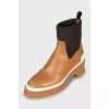 Leather boots with textile upper