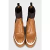 Leather boots with textile upper