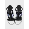Patent leather and textile sandals