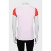 Combined color T-shirt with patch