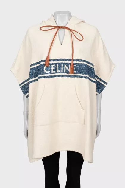 Cape with hood and branded logo