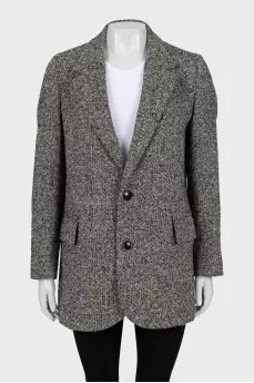 Black and white straight cut jacket