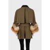 Parka decorated with fur on the sleeves