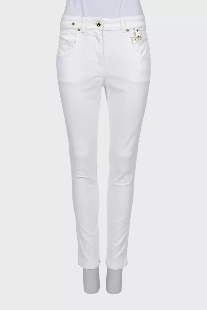 White mid rise skinny jeans