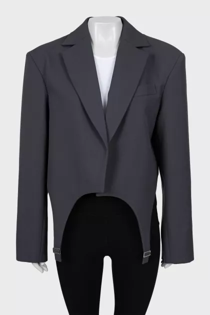 Cropped jacket with suspenders