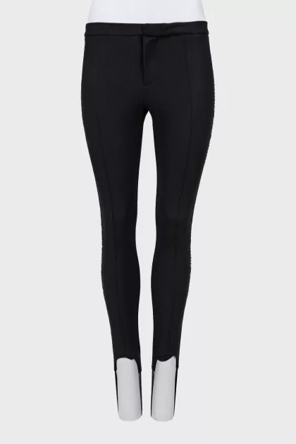 Black trousers with stripes and stirrups