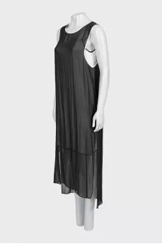 Black midi dress with contrast seams