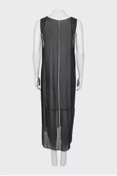 Black midi dress with contrast seams