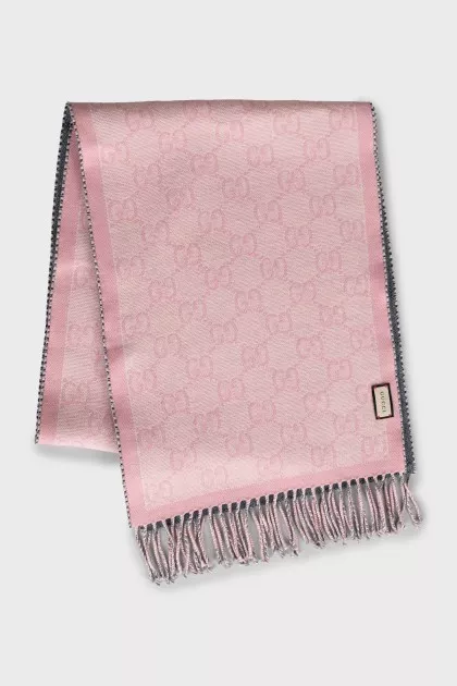 Double-sided printed scarf with tag
