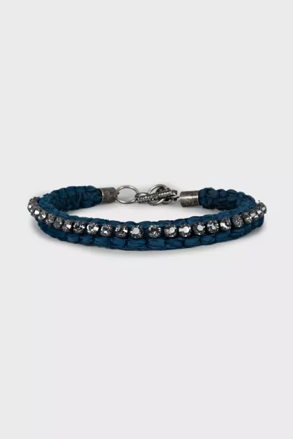 Braided necklace decorated with rhinestones