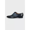 Men's blue shoes with embossed leather