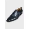 Men's blue shoes with embossed leather