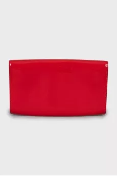 Patent leather clutch with gold logo